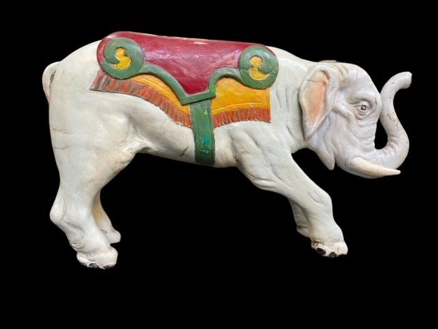 Large Wooden Carousel Elephant Dating From 1920.-photo-8