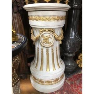 Large Louis XVI Style Painted Wooden Column 19thc.