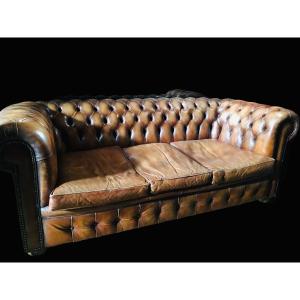 Three Seater Leather Chesterfield Sofa 