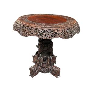 Finely Carved Center Table In Hardwood 19thc.