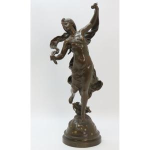 Elégante Sculpture En Bronze " Danse Dans l'Azur " Par Hipp.Moreau 19ème.