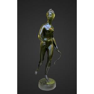 Large Bronze Diana Of The Hunt 80cm 19th Century 