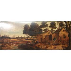 Oil Painting On Panel 113x48 Cm Flanders Around 1700 