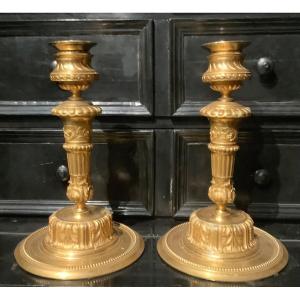 Pair Of 19th Century Gilt Bronze Candlesticks 