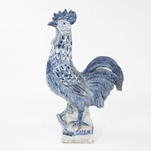 Coq En Céramique Peint à La Main 18ème. ( 47,5 Cm )