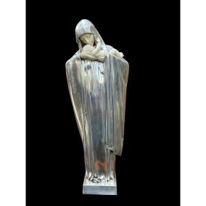 Beautiful French Art Deco Silvered Bronze Sculpture