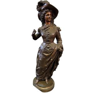 Très Grande Sculpture En Bronze « Noble Lady » 19ème ( 103,5 cm ).