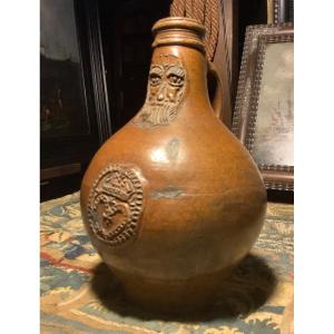 17th Century Stoneware Beard Pitcher H: 22 Cm