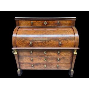 Large Empire Period Desk Stamped In Mahogany And Gilt Bronze.