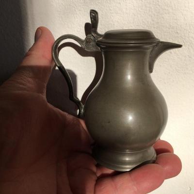 Miniature Pewter Wine Pitcher, Height 11.7 Cm