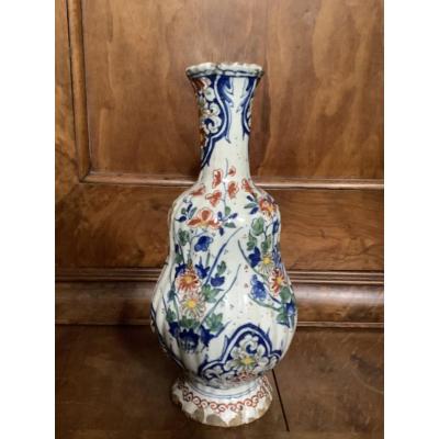 18th Century Delft Polychrome Vase
