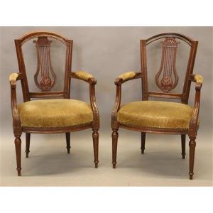 Paire De Fauteuils Louis XVI 18ème.