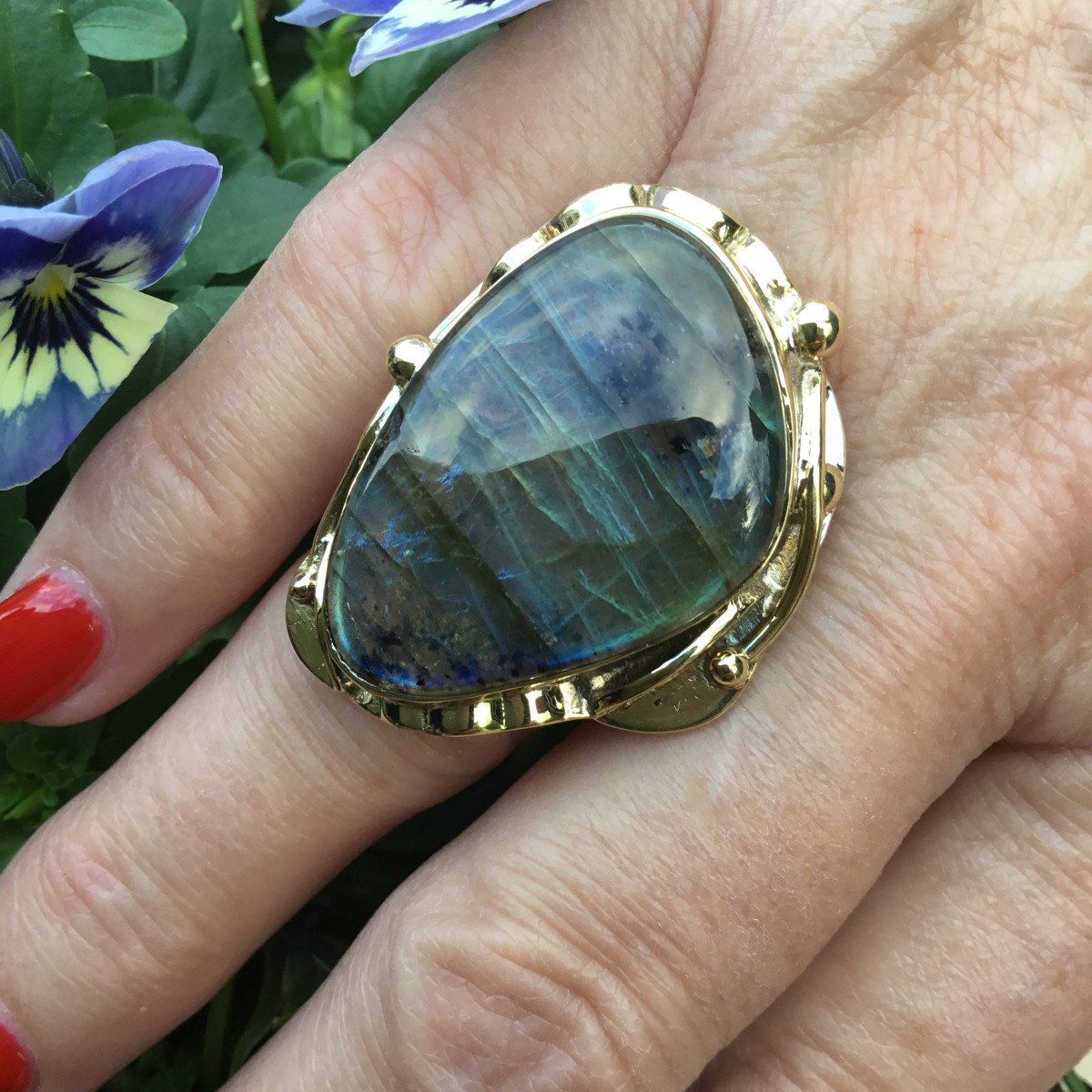 Silver, Vermeil And Labradorite Ring