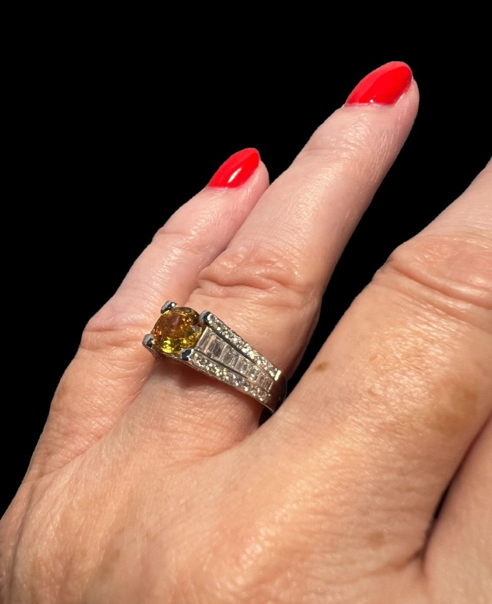 Gold, Yellow Sapphire And Diamond Ring-photo-2