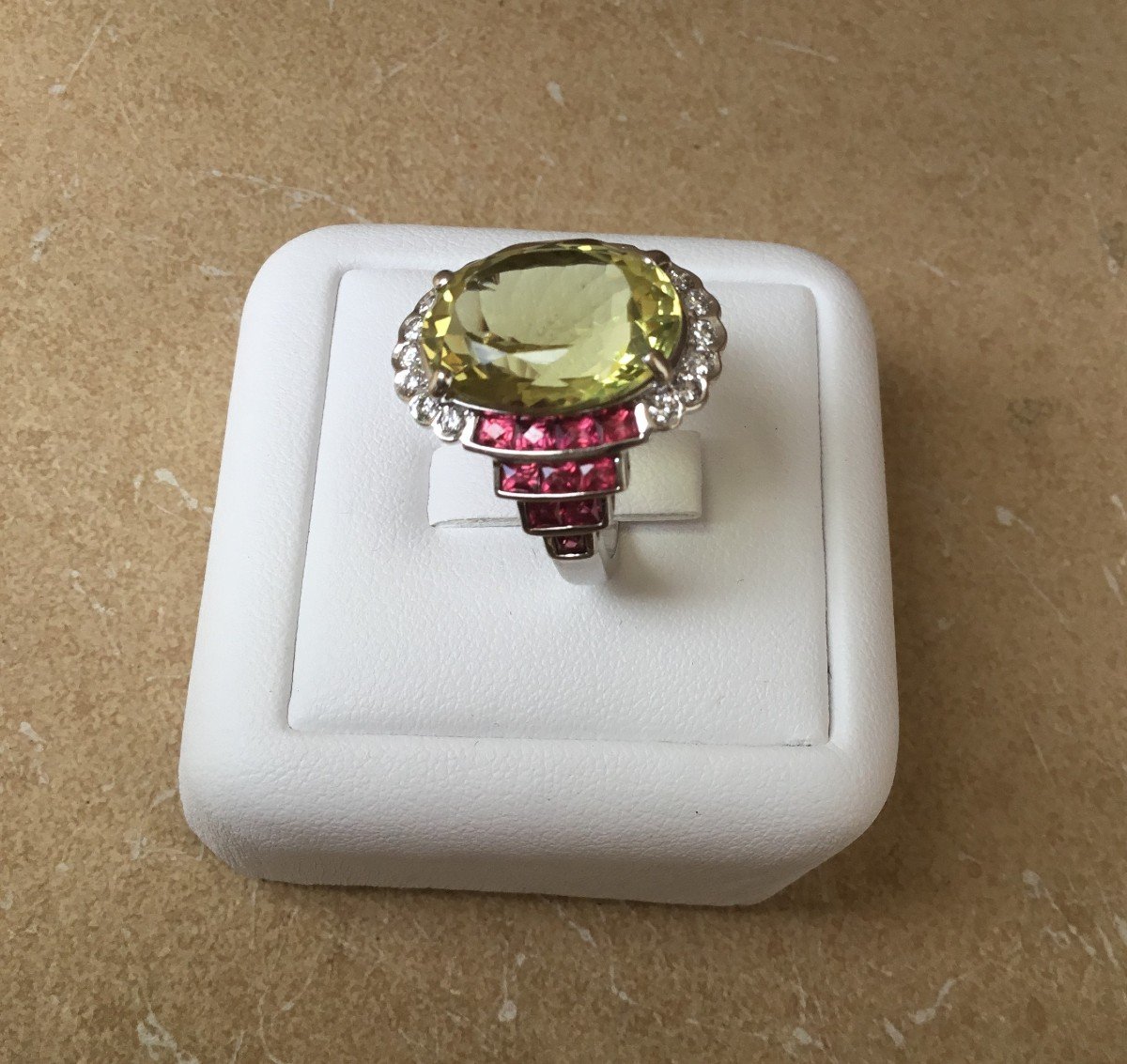 Bague or, citrine, diamant et rubis-photo-3