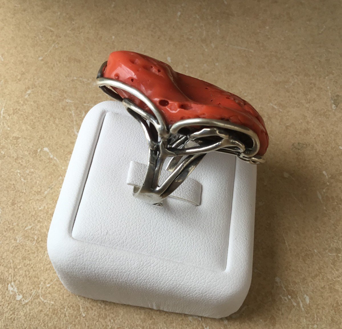 Coral And Silver Ring-photo-2