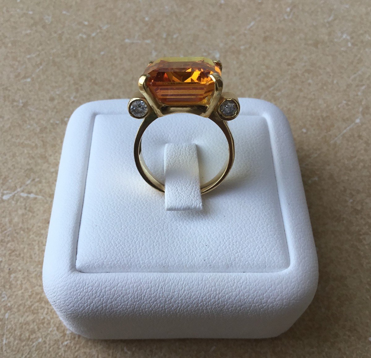 Gold Ring, Imperial Topaz And Diamonds-photo-2