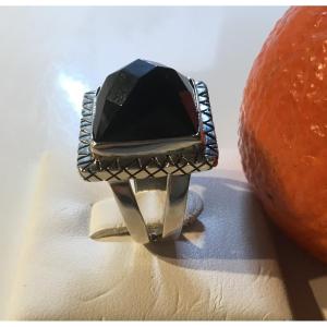 Bague argent et onyx