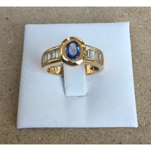 Gold, Sapphire And Diamond Ring