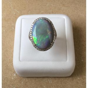 Gold, Opal And Diamond Ring