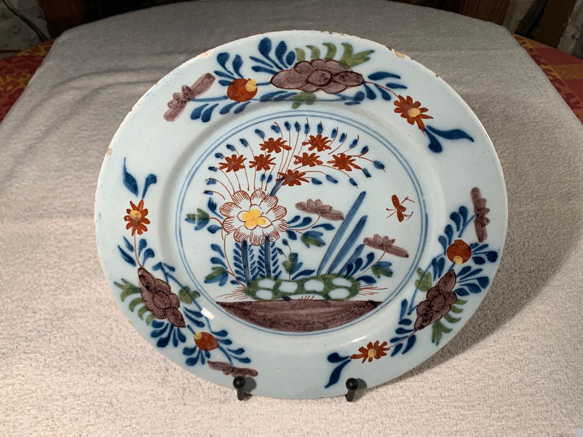 Delft - 18th Century - 2 Flowery Plates-photo-2