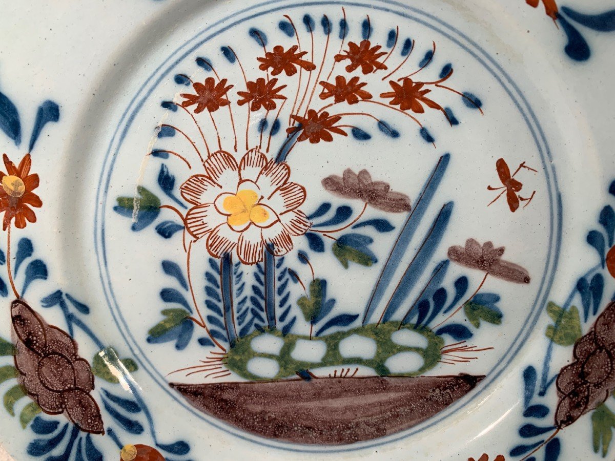 Delft - 18th Century - 2 Flowery Plates-photo-3