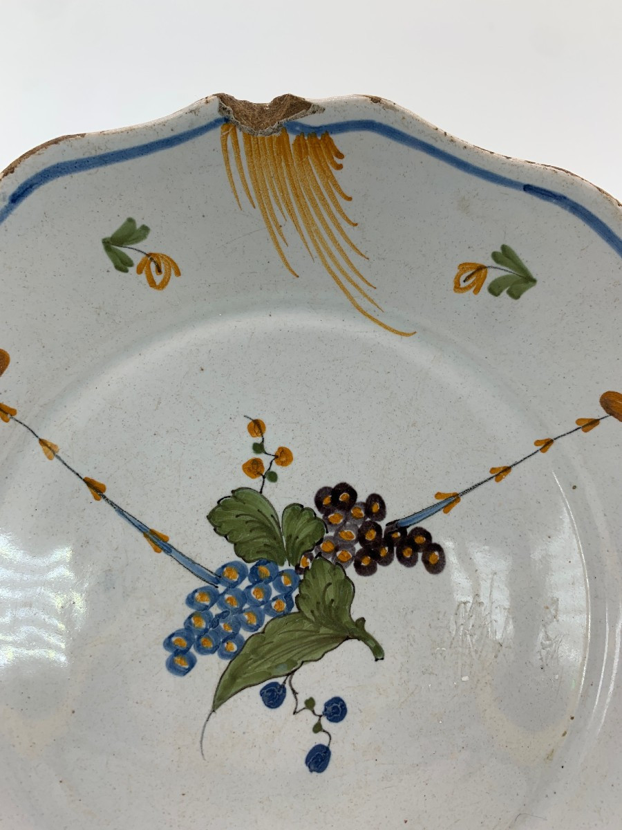 Nevers 18th Century - Bouquet Of Flowers And Butterfly On The Rim-photo-3