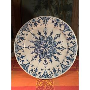 Lille - Large Dish With Blue Lambrequins, 18th Century