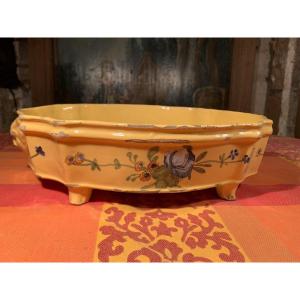 Moustiers - 18th Century - Basin On 4 Feet - Yellow Roof