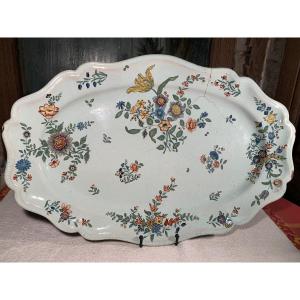 Rouen 18th Century - Around 1750 - Large Floral Dish