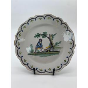 Nevers 19th Century - Small Trade Plate - The Woodcutter