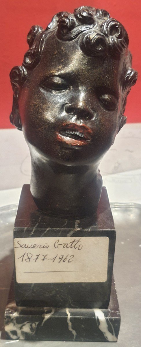 Bronze Sculpture " Head Of Moretto" Cm H 20 XX Century 