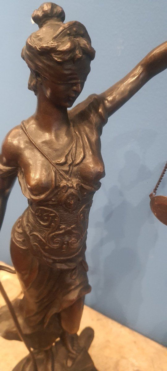 Sculture En Bronze , Cm H 47 , Allegorie De La Justice, XIX Siecle-photo-1