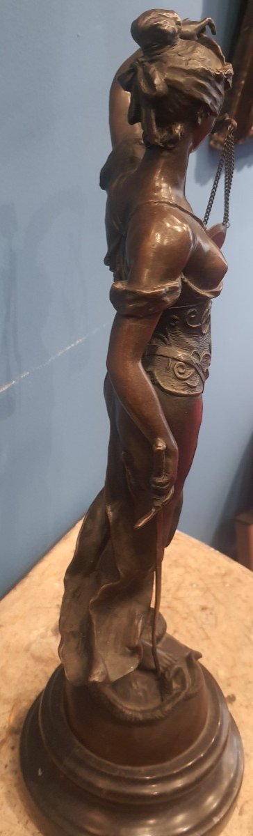 Sculture En Bronze , Cm H 47 , Allegorie De La Justice, XIX Siecle-photo-2