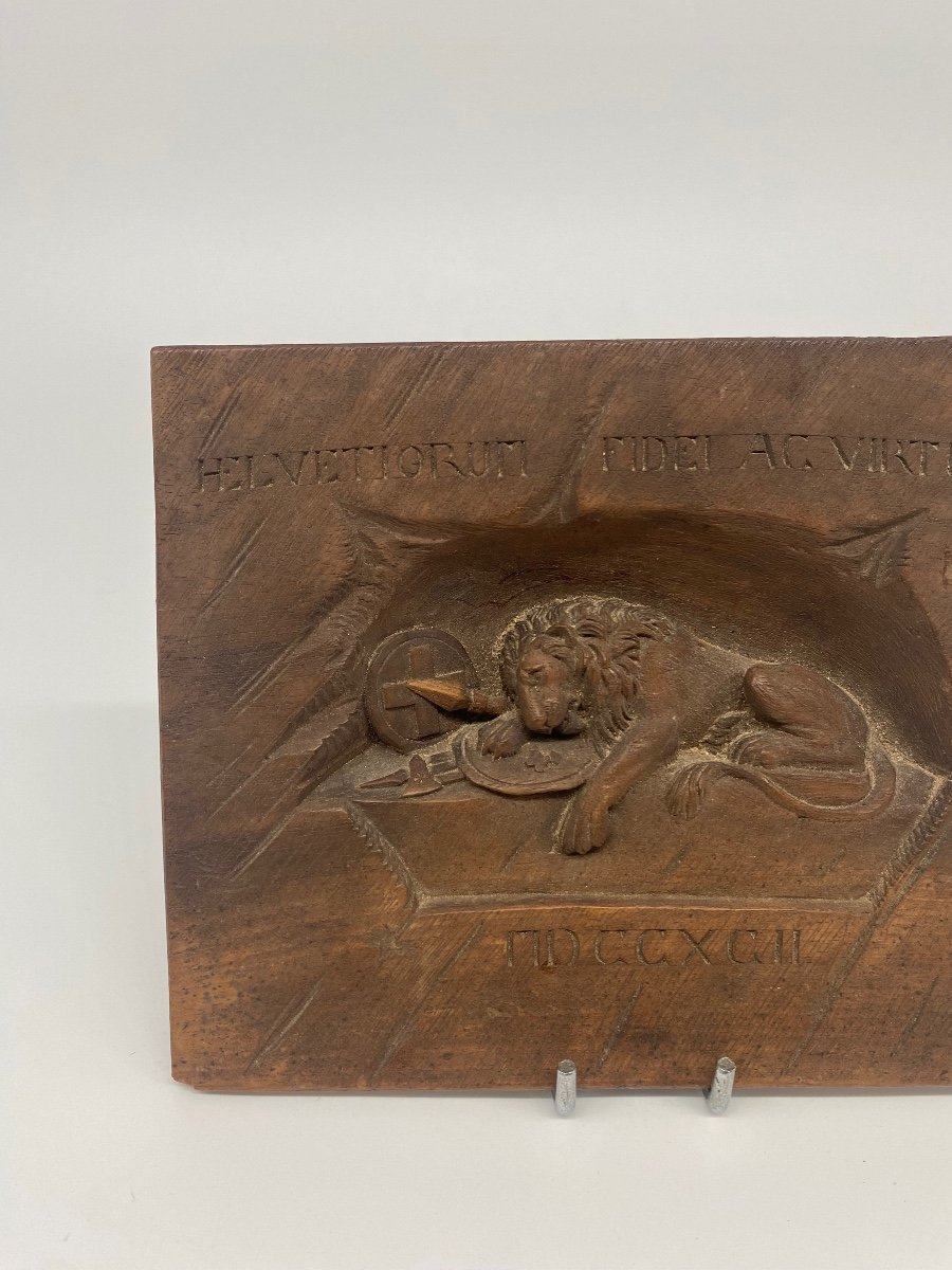 Lion De Lucerne - Bas Relief Sur Bois-photo-2