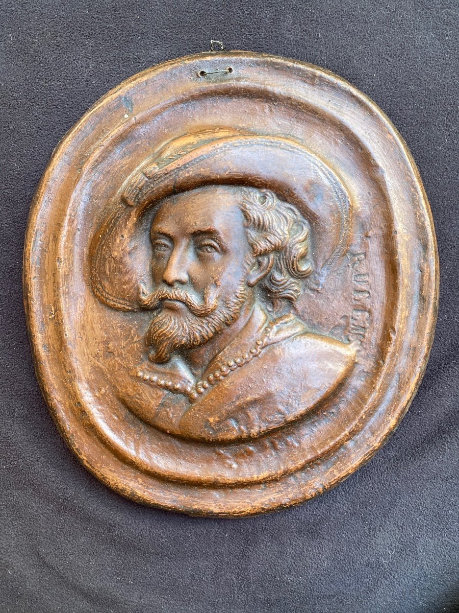 Large Terracotta Medallion With The Effigy Of Peter Paul Rubens Signed Dated-photo-5