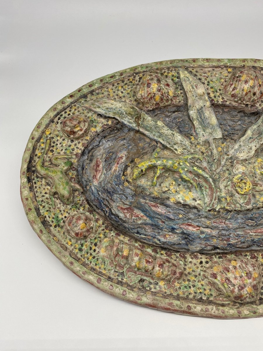 Large Oval Trompe l'Oeil Dish Figuline Dlg De Palissy-photo-2