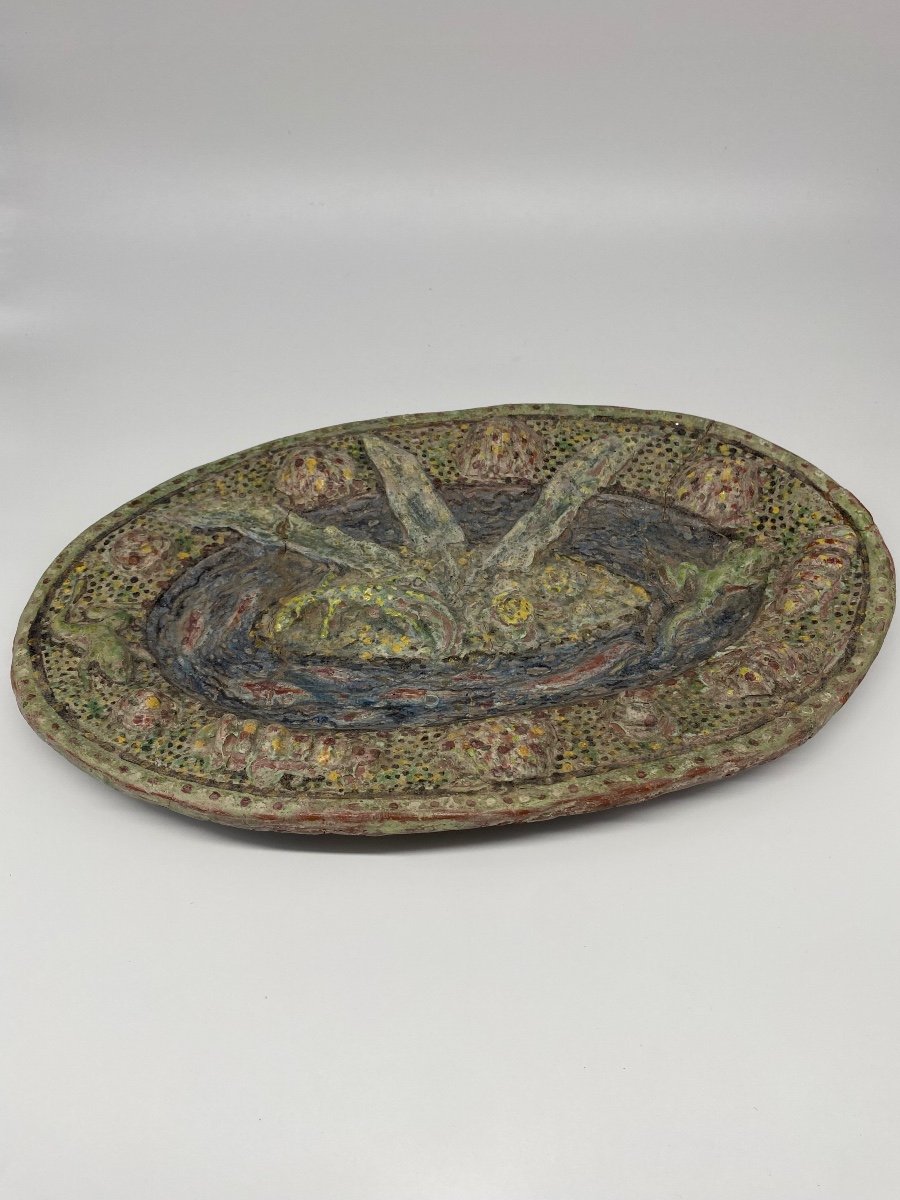 Large Oval Trompe l'Oeil Dish Figuline Dlg De Palissy-photo-2