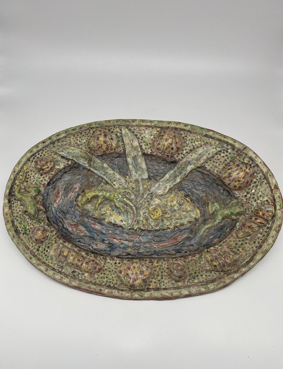 Large Oval Trompe l'Oeil Dish Figuline Dlg De Palissy