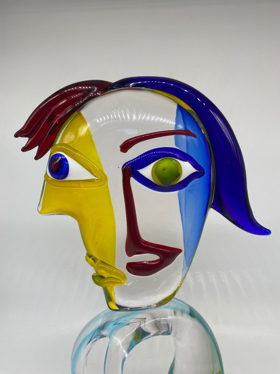 Murano Alessandro Barbaro: Head Homage To Picasso-photo-2