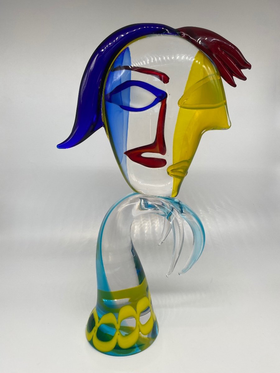 Murano Alessandro Barbaro: Head Homage To Picasso-photo-4