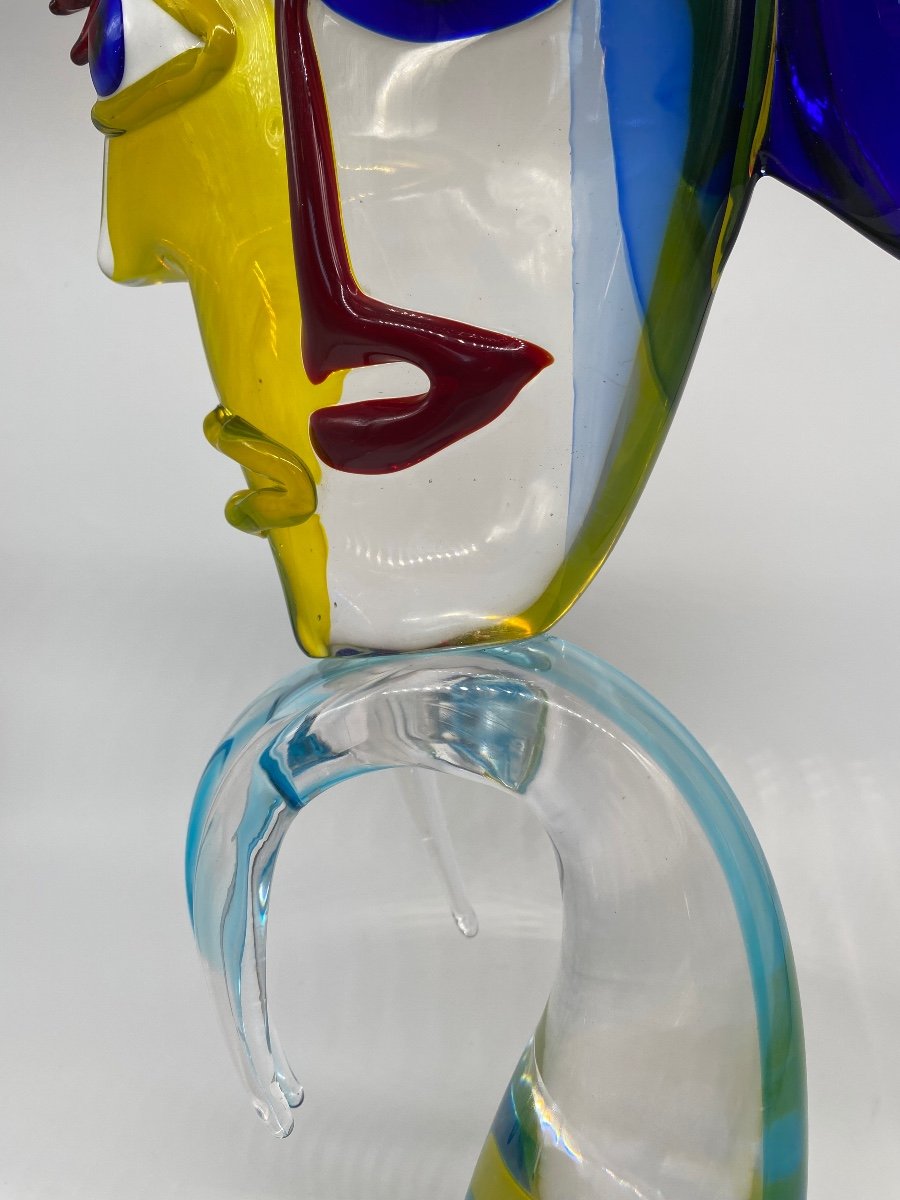 Murano Alessandro Barbaro: Head Homage To Picasso-photo-6