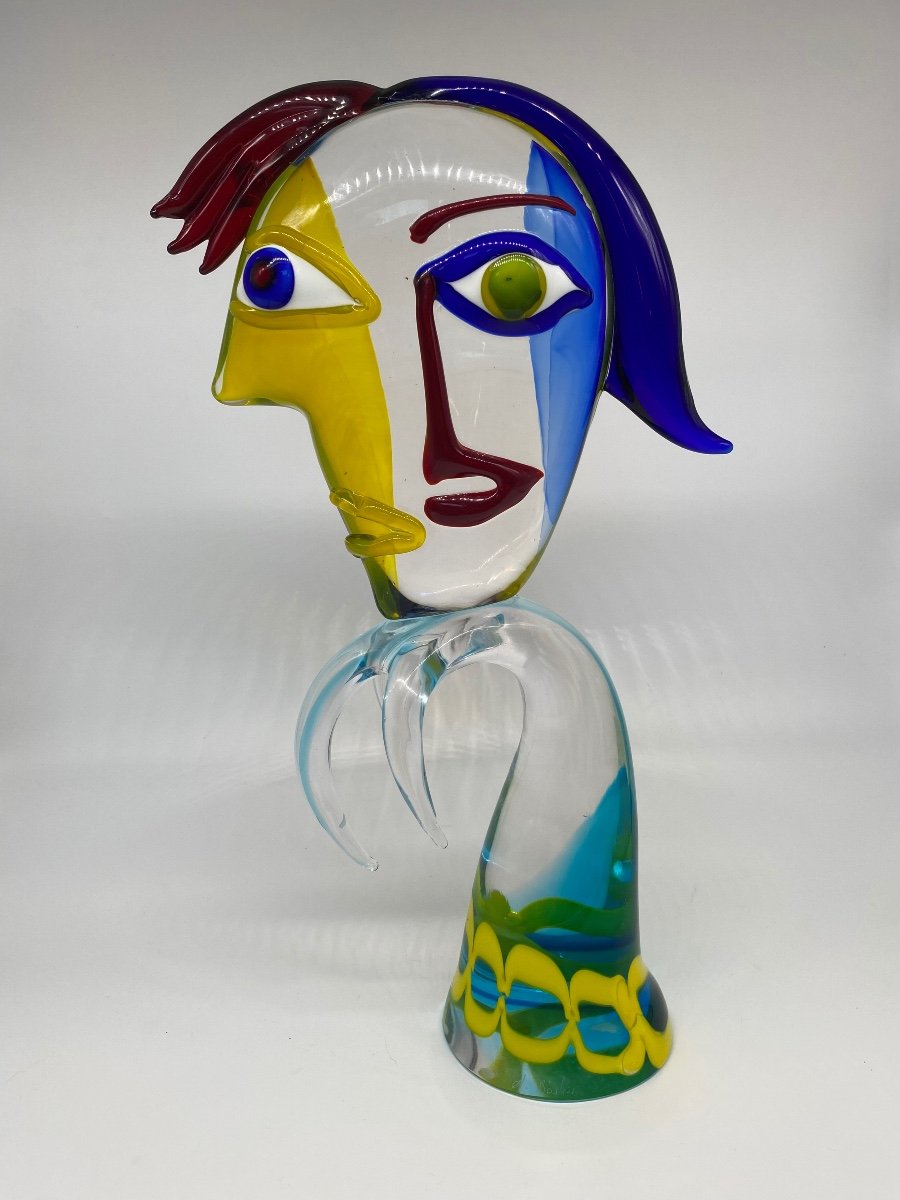 Murano Alessandro Barbaro: Head Homage To Picasso