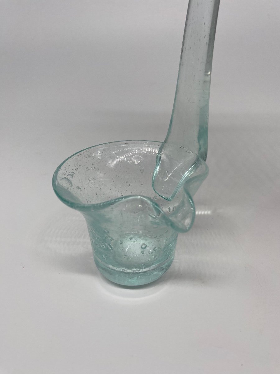 Turquoise Bubble Glass Punch Set, Medecis Shape Bucket 6 Glasses 1 Ladle-photo-1