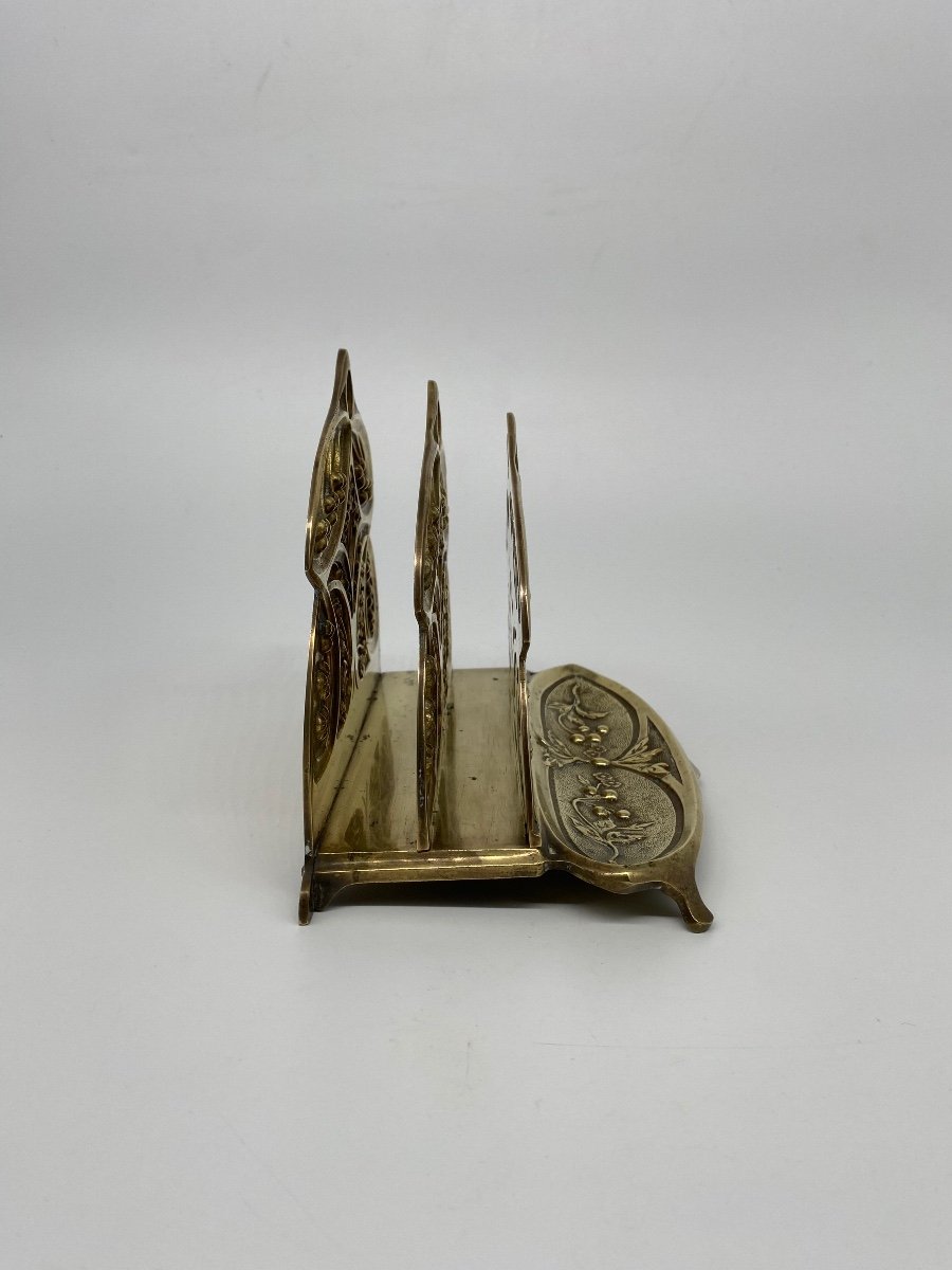 Art Nouveau Gilt Bronze Letter Holder-photo-2