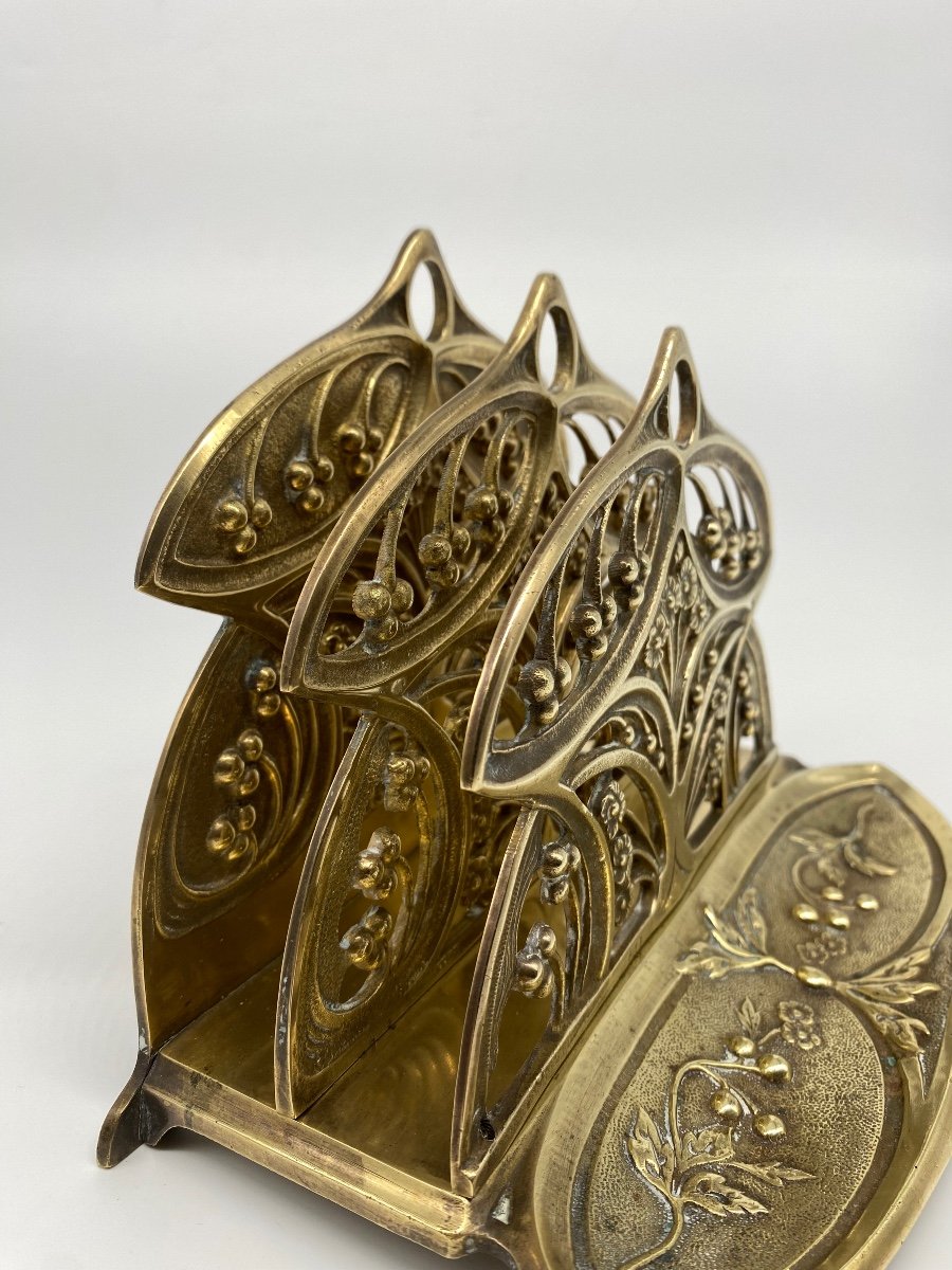 Art Nouveau Gilt Bronze Letter Holder-photo-3