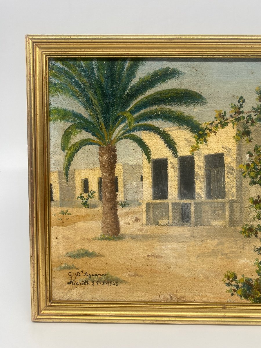 Orientalist Oil On Canvas: View Of A Peaceful Maghrebian Village-photo-2