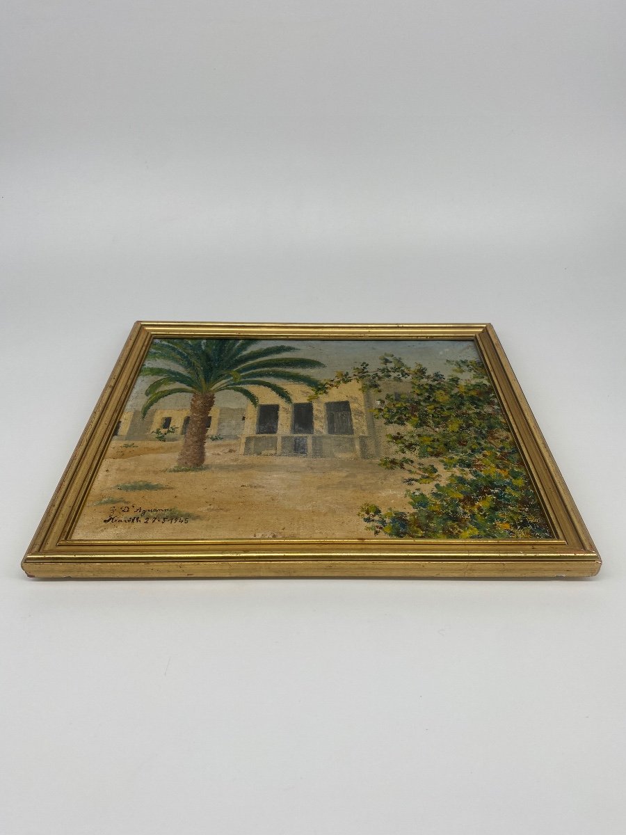 Orientalist Oil On Canvas: View Of A Peaceful Maghrebian Village-photo-6