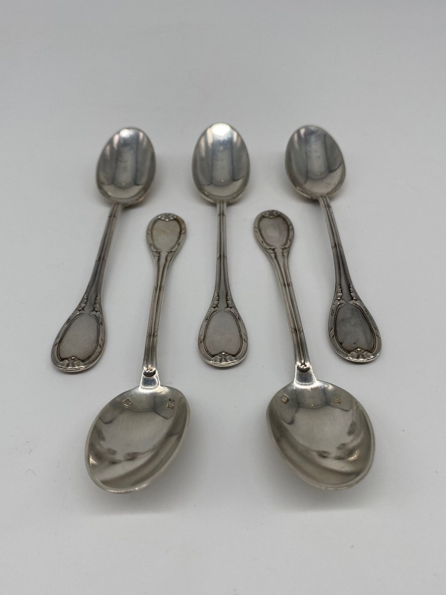 Box Set Of Twelve Silver Teaspoons, A Silver Sprinkler And Silver Sugar Tongs-photo-4