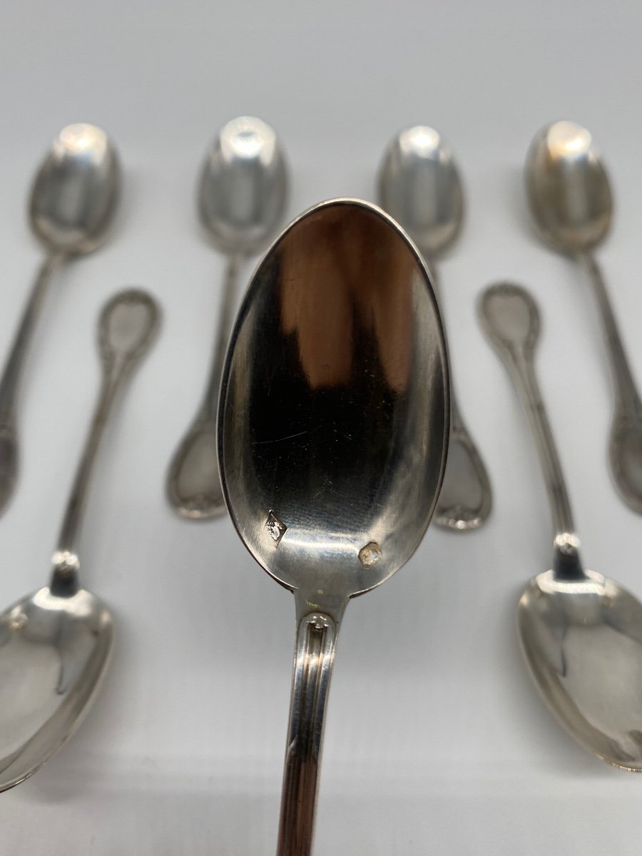 Box Set Of Twelve Silver Teaspoons, A Silver Sprinkler And Silver Sugar Tongs-photo-2